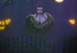 3d animated big_breasts blender coils dc dc_comics forest halloween kingocrsh large_areolae large_breasts loop medium_hair mp4 nipples purple_eyes purple_hair purple_skin rachel_roth raven_(dc) short_hair snake sound teen_titans teeth video