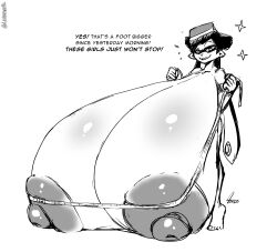 big_breasts breast_expansion breast_measuring breasts_bigger_than_body callie_(splatoon) dialogue english_text gigantic_breasts glubtastic huge_breasts huge_nipples hyper hyper_breasts measuring nintendo puffy_nipples splatoon splatoon_(series) text