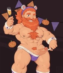 bara barik_(paladins) cute dwarf furry_ears ginger ginger_hair halloween jockstrap male male_only mouse mouse_ears paladins penis solo_male soloemi_(artist)