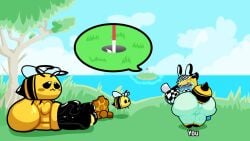 bee bee_(minecraft) big_breasts big_butt breasts cute golf golf_ball honey hyper hyper_balls hyper_penis minecraft mini_golf penis puffylover69 rhythm_heaven rhythm_heaven_fever shortstack tree