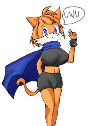 big_ass big_breasts cat_ears cat_tail dibujo feline female help huge_breasts large_breasts navel original_art sahir scarf tagme tail