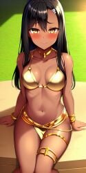 1girls ai_failure ai_generated black_hair blush breasts brown_eyes clothed clothing egyptian egyptian_clothes egyptian_mythology female_focus female_only hayase_nagatoro hi_res long_hair looking_at_viewer nai_diffusion navel pixiz-sama please_don't_bully_me,_nagatoro revealing_clothes simple_background small_breasts smile solo stable_diffusion tan tan_skin tanned