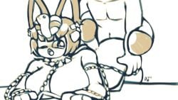 2022 animal_crossing ankha ankha_(animal_crossing) big_breasts breasts chains monochrome nintendo puffylover69 sex sex_from_behind sketch tail