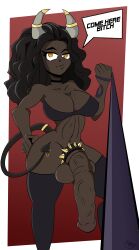 1futa animal_genitalia balls big_breasts black_hair black_skin bottomless breasts clothed clothing dark-skinned_futanari dark_skin flaccid futa_only futanari huge_cock humanoid long_hair minotaur_female minotaur_futanari mostly_nude penis saintcore self_upload skindentation solo standing thick_thighs thighhighs wide_hips