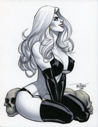 2018 big_breasts bulging_breasts chaos_comics coffin_comics curvaceous curvy_female curvy_figure death_(personification) erect_nipples evil_smile female female_only grim_reaper high_heels high_resolution lady_death latex_bra latex_gloves latex_thighhigh_boots long_hair looking_up nipple_bulge queen_of_the_dead scott_dalrymple voluptuous_female white_hair