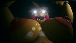 3d big_breasts bigger_female close-up five_nights_at_freddy's five_nights_at_freddy's_2 giantess goolba huge_breasts macro rain raining toy_chica_(fnaf) unreal_engine_5 water_drop