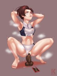 1girls armpits big_penis bloomers bloomers_aside brown_hair bulge buruma censor_bar censored censored_pussy dark-skinned_male dark_skin dildo dildo_in_pussy dildo_penetration dildo_sitting feet harukawa_fuki huge_cock kyder light-skinned_female light_skin lips lycoris_recoil medium_breasts penis_bulge phone puffy_lips purple_eyes pussy pussy_juice sex_toy short_hair simple_background sportswear steam steaming_body thick_thighs thighs tomboy vaginal_penetration