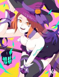 1girls big_breasts cleavage female female_only halloween koyorin light-skinned_female phantasy_star phantasy_star_online_2 quna_(pso2) red_hair smile witch witch_hat