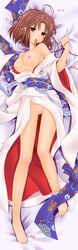 1girls breasts brown_hair dakimakura female japanese_clothes kara_no_kyoukai katana kimono king_(dakemakura) lying nipples pussy ryougi_shiki solo sword type-moon uncensored weapon