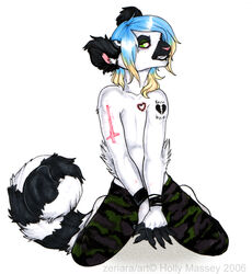 1boy 2006 emo hair holly_massey lemur long_hair male male_only pants solo tail tattoo topless zeriara_(character)