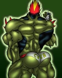 alien ass big_ass big_butt earphones green_background green_skin mp3_player muscular plant tagme tight_underwear underwear