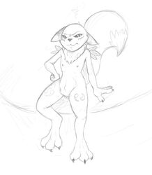 anthro digimon female nude nyar renamon sketch solo upset young