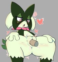 absurd_res anthro anthrofied anus blush breasts disembodied_penis duo female female_penetrated fur furry generation_9_pokemon genitals green_body grey_background heart hi_res japanese_text lemonspark_nwt male male/female male_penetrating male_penetrating_female meowscarada nintendo open_mouth penetration penile penile_penetration penis penis_in_pussy pokémon_(species) pokemon pokemon_(species) pokemon_sv pokephilia purple_eyes pussy sex simple_background sound_effects spread_legs spreading text vaginal_penetration video_games