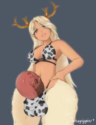 1futa animal_genitalia animal_penis antlers ball_bulge big_balls big_breasts bikini bikini_bottom bikini_top blonde_hair breasts clothed clothing cow_print dnd_character equine_penis futa_only futanari hairy_legs horsecock horsecock_futanari huge_cock humanoid light-skinned_futanari light_skin long_hair long_legs looking_at_viewer looking_down medial_ring mostly_nude original_character penis platinum_blonde_hair quickfoot satyr semi-erect shmagiggins small_underwear solo standing thick_thighs veiny_penis