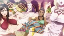 6girls big_ass big_breasts cleavage dark-skinned_female feet female female_only harem light-skinned_female multiple_girls nordic northern_european official_art prostitution screencap vinland_saga