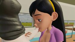 3d animated black_hair breasts clothing disney futanari handjob long_hair mp4 no_sound oral penis pixar schway sfm source_filmmaker tagme teenager teeth the_incredibles video violet_parr