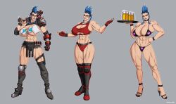 1girls 2d abs big_breasts bimbo blizzard_entertainment blue_hair female female_only huge_breasts junker_queen muscular_female overwatch overwatch_2 post-apocalyptic punk punk_girl punk_hair raidouzero royalty solo thick_thighs video_games wide_hips