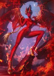 demon_girl dota dota_2 female female_only queen_of_pain realistic succubus succubus_horns succubus_wings tixnen