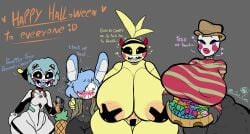 1boy 3girls almost_naked animatronic big_ass big_belly big_breasts big_butt big_nipples black_body black_eyes blue_body blue_fur blue_hair blue_skin blush bodysuit bunny_ears candies candy clothed clothing cosplay cosplaying cumlord cumlord_(artist) demon_horns female femboy five_nights_at_freddy's five_nights_at_freddy's_2 fnaf freddy_krueger furry gun halloween halloween_costume halloween_pumpkin inverted_nipples jacket just_coffee large_areolae large_ass large_breasts larger_female marionette_(fnaf) mask multiple_girls neon_genesis_evangelion nipple_bulge nipple_slip nipples no_bra no_humans no_panties no_underwear pineapple pistol puppet_(fnaf) rei_ayanami_(cosplay) rule_63 security_puppet security_puppet_(fnaf) small_breasts smaller_female smaller_male talking talking_to_viewer tall tall_female taller_female taller_girl taped_nipples text thick_ass thick_legs thick_thighs thighs toy_bonnie toy_bonnie_(fnaf) toy_chica toy_chica_(fnaf) trick_or_treat yellow_body yellow_eyes yellow_skin