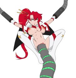 1girls arms_up belly_bulge belly_expansion big_breasts big_penis clothed female long_hair mechanical_tentacles ponytail rape restrained restrained_arms robot robotic_tentacles rolling_eyes sole_female space_yoko spread_legs spread_pussy stockings stomach_bulge tengen_toppa_gurren_lagann tentacle yoko_littner