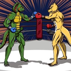 anthro azzy_the_snek bara boxing muscle snake snake_humanoid