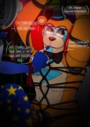 2boys animatronic anthro bear bondage bowtie bracelet clothing daycare_attendant_(fnaf) digital_media_(artwork) english_text fangs five_nights_at_freddy's five_nights_at_freddy's:_security_breach gay genitals glamrock_freddy_(fnaf) half-closed_eyes hat machine male/male male_only metal_body moondrop multicolored_body muscular muscular_male orange_body penis punishment robot scottgames shibari spaceandroids steel_wool_studios text tied tied_up two_tone_body video_game_character video_games yaoi