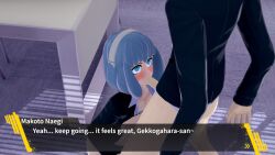 3d ass blowjob bottomless bottomless_male bra danganronpa danganronpa:_trigger_happy_havoc danganronpa_1 danganronpa_3 dialogue exposed_ass koikatsu miaya_gekkogahara naegi_makoto no_panties open_clothes penis playerfrazier straight_hair