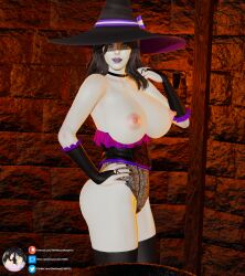 1girls 3d aphra_cadabra_aphrodite aphrodite aphrodite_(smite) black_hair blue_eyes breasts clothed deity fat_ass goddess honey_select honey_select_2 large_breasts long_hair pale_skin purple_lipstick skirt smite solo theobscureone witch witch_hat