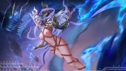 ahe_gao blue_eyes blue_hair bondage girl mobile_legends mobile_legends:_bang_bang selena_(mobile_legends) solo tagme