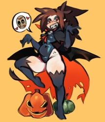 anna_(annacrazytoivo) annacrazytoivo bat bat_wings belly female halloween self_insert thick_thighs vampire vampire_girl