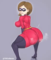 1girls anus anus_focus back_view big_ass brown_eyes brown_hair fart fart_cloud fart_fetish helen_parr huge_ass milf spandex sweat sweaty the_incredibles tidcollector twerking visible_pussy voluptuous