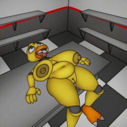 animated animatronic avian belly big_breasts bird bodily_fluids breasts chica_(fnaf) chicken classic_chica_(fnaf) cum female five_nights_at_freddy's galliform gallus_(genus) genital_fluids j5furry machine phasianid robot scottgames slightly_chubby solo video_games