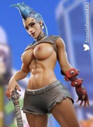 1girls 3d abs big_breasts francis_brown junker_queen muscular_female overwatch overwatch_2 piercing piercings