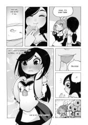 2girls black_and_white comic comic_page hourglass_figure hse medium_breasts original_character original_characters plant short_hair soft_shading tentacle text thighs