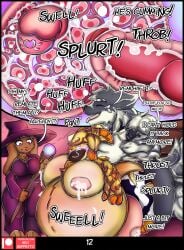 anthro areola belly big_belly big_breasts blush bodily_fluids bovid breast_expansion breasts canid canine canis caprine clothed clothing comic cum curvy_figure digital_media_(artwork) domestic_sheep english_text excessive_cum excessive_genital_fluids expansion feeding female fur genital_fluids goo_creature group growth hair hat headgear headwear hi_res huge_breasts inflation inflation lactating lagomorph leporid magic magic_staff male male/female mammal master_wolf_(neo_geppetto) milk neo_geppetto neogeppetto nipples nude overweight overweight_anthro overweight_female patreon pregnant rabbit red_body red_fur remi_(neo_geppetto) renae_(neo_geppetto) sheep slightly_chubby slime smile teats tentacle text thick_thighs trio udders voluptuous wide_hips wizard_hat wolf