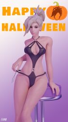 1girls 3d blizzard_entertainment fjvnb halloween halloween_costume looking_at_viewer mercy overwatch solo tagme