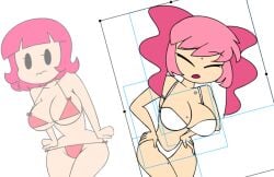 big_breasts closed_eyes competition_animation_(minus8) kim_(minus8) minus8 mob_face original pink_hair plum_(minus8) ponytail short_hair tagme underwear wip