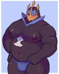 avian barazoku belly bird blush bulge clothing empoleon generation_4_pokemon hi_res male male/male muscular napoleon_triomphe nintendo nipples one_eye_closed pecs penguin pokémon_(species) pokemon pokemon_(species) seintaur slightly_chubby speedo swimwear underwear wink