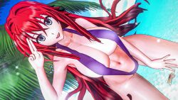 3d beach big_breasts bikini blue_eyes high_school_dxd koi-animex koikatsu looking_at_viewer red_hair rias_gremory sling_bikini solo