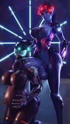 1futa 1girls 3d after_sex blue-tinted_eyewear dark-skinned_female duo female futa_on_female futa_wife futadom futanari interracial large_penis overwatch pregnant ready_to_pop scrappy-coco self_upload symmetra tinted_eyewear visor widowmaker