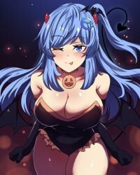 big_breasts bodysuit curvy huge_breasts internet_explorer_chan looking_at_viewer merryweather succubus tagme thick_thighs thighs voluptuous winking_at_viewer