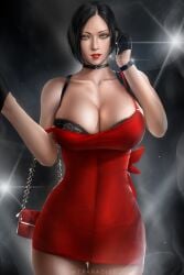 1girls ada_wong ada_wong_(adriana) asian asian_female big_breasts black_hair bra breasts capcom cleavage clothed clothed_female dress earring earrings female female_only front_view fully_clothed gloves hoop_earring hoop_earrings light-skinned_female light_skin lingerie lipstick looking_at_viewer purse red_clothing red_dress red_lipstick red_purse resident_evil resident_evil_2 resident_evil_2_remake short_dress solo standing thick_thighs tight_dress we1cometoparadiseart welcometoparadise wtparadise