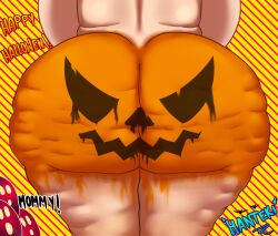 ass bbw big_ass big_breasts big_butt bodypaint cellulite fat_ass female ghost halloween hantekii holidays huge_ass looking_back mature_female milf nude_female original painted_butt pumpkin pumpkin_butt voluptuous