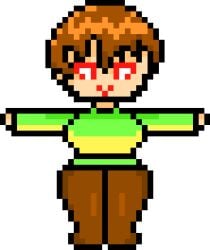 1girls 2d animated ass big_breasts breasts chara female female_only green_clothing mob_face pixel_art red_eyes solo solo_female spinning turntable_(animation) undertale undertale_(series) white_background