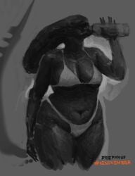 2022 alien alien_(franchise) alien_girl bra curvy curvy_female curvy_figure deepmouf drinking female_xenomorph panties thick_thighs xenomorph