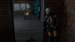 1boy 2girls 3d animated armor athletic_female boots bottomless bulletproof_vest civil_protection cleavage clothed clothes clothing combine covering_mouth creampie cum cum_in_pussy cum_inside faceless_male fat_ass female female_focus female_masturbation female_penetrated fluids gas_mask gloves half-life half-life_2 helmet high_boots human light-skinned_female light-skinned_male light_skin male male/female male_penetrating male_penetrating_female mask masturbating masturbating_while_watching masturbation metrocop metropolice moan moaning moaning_in_pleasure mr._tucket pants_around_ankles pants_down peeking peeking_out sex sfm sound source_filmmaker standing standing_sex straight topwear uniform valve vest video video_games voyeur voyeurism watching watching_sex