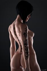 1girls 3d artist_signature asian asian_female ass black_background black_hair black_hair_female black_tattoo black_tattoos breasts busty completely_naked completely_naked_female completely_nude completely_nude_female faith_connors faith_connors_(mirror's_edge_catalyst) female female_only from_behind hourglass_figure light-skinned_female light_skin mirror's_edge mirror's_edge_catalyst nipples nude nude_female nudity serious serious_look short_hair short_hair_female signature small_breasts solid_color_background solo sonnedz standing tattoo tattoo_on_arm tattoo_on_back tattooed_arm tattoos