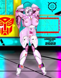 1girls alien alien_girl arcee arcee_(g1) big_boobs big_breasts bimbo_robot_girl blue_eyes boobs breasts busty female female_only harkhan high_heels nipples pink_body pink_lipstick pink_nipples pink_skin pubic_tattoo pussy robot robot_girl robot_humanoid solo solo_female thick_thighs tits transformers transformers_g1 vagina