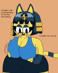 2022 animal_crossing ankha big_breasts breasts cleavage english_text female furry furry_focus nintendo tagme team_fortress_2 team_fortress_2_font text thatsimpyguy wide_hips