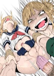 2boys anal back_arching_orgasm balls big_penis bottomless clothed clothing color_edit colored condom de7ta9 decensored delta_9 edit erection femboy feminine_male fucked_silly genderswap genderswap_(ftm) girly himiko_toga huge_cock human izuku_midoriya light-skinned_male looking_at_viewer looking_back male male_only medium_penis mostly_clothed my_hero_academia penis penis_size_difference precum precum_drip rule_63 sex skirt solarismaximumcat solo_focus spread_anus taint testicles tongue_out trap yaoi